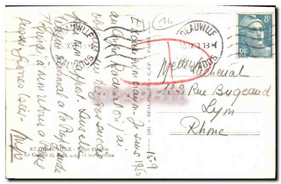 Le Casino (G. Ribo, aîné) et les Jardins — C.A.P. — n° 49 — Reverso