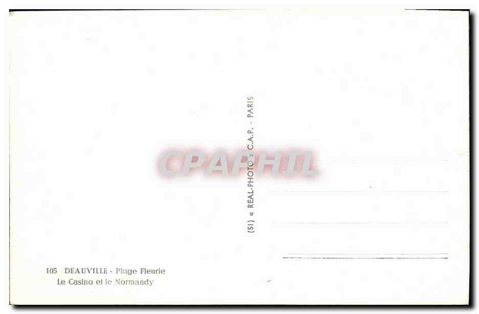 Deauville - Plage Fleurie — Le Casino et le Normandy — G.A.P. Paris — Verso
