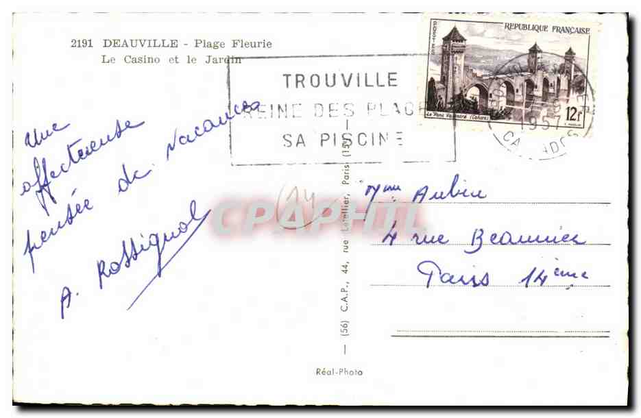 Deauville - Plage Fleurie — Le Casino et le Jardin — Réal-Photo — Rückseite