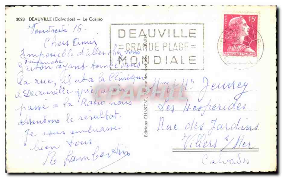 Deauville — Le Casino — Éditions Chantal, n° 3028 — Reverso