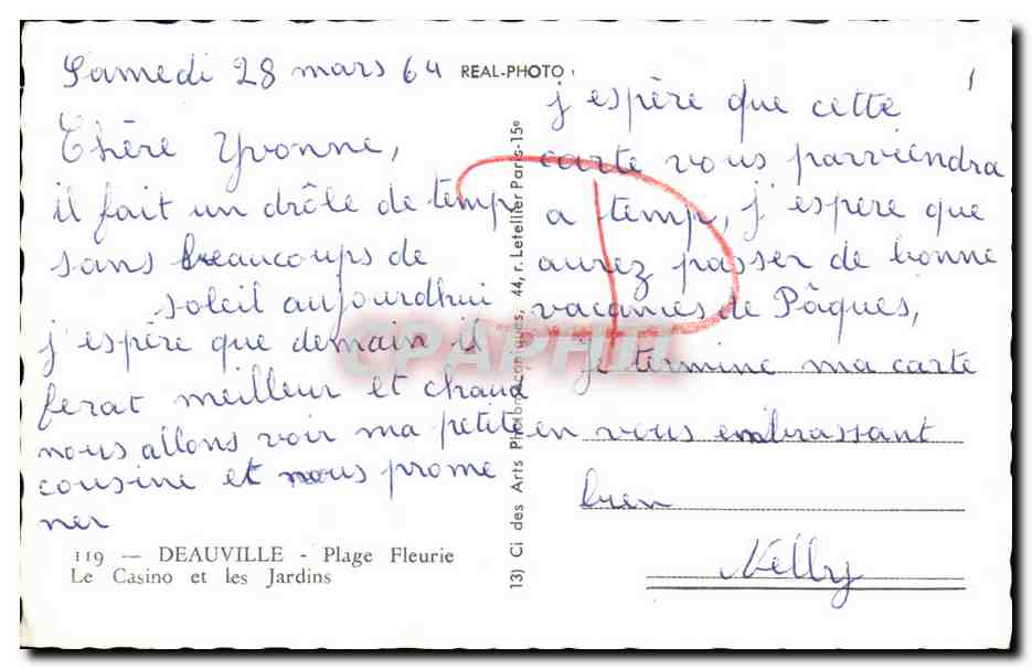 Le Casino et les Jardins — Deauville — éditeur Cap — Rückseite