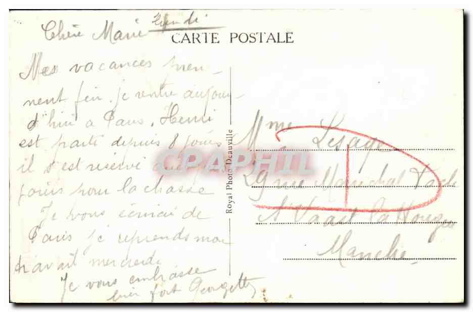 Deauville — Plage Fleurie — Le Casino et Normandy — Royal Photo Deauville — Verso