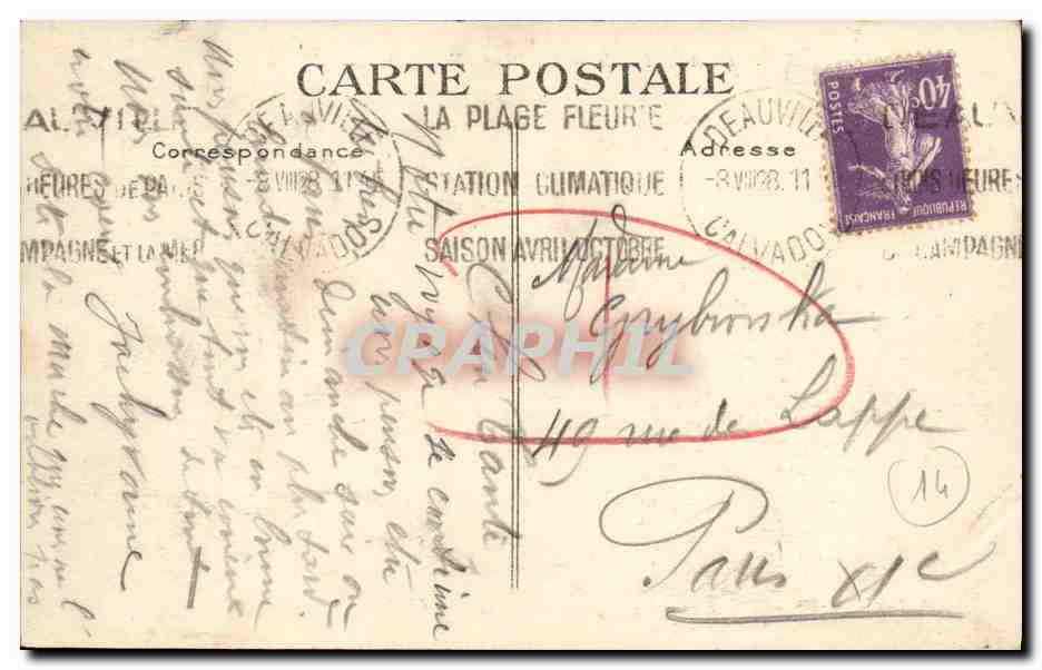 Deauville — La Plage Fleurie — Le Casino — G. F., Le Havre — Verso
