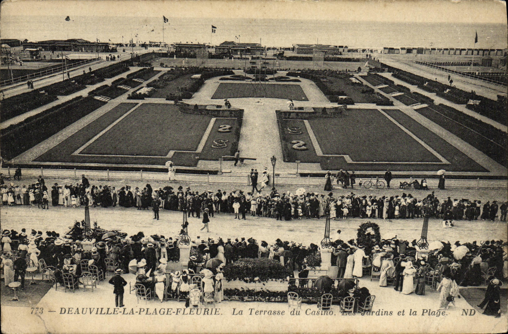 Vintage Postcard Deauville Beach in Bloom The Terrace of the Casino The Gardens and the Beach