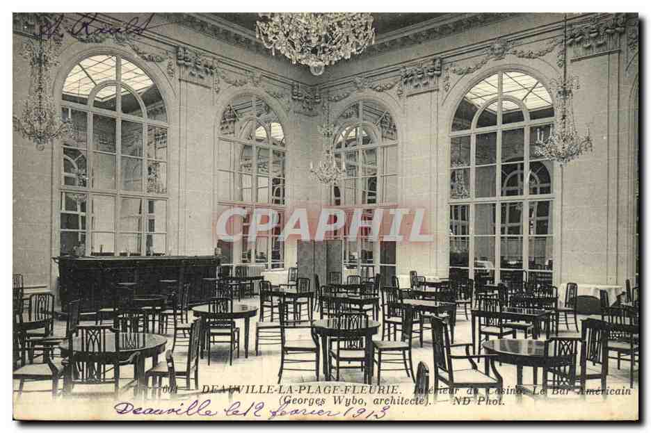 Deauville-La-Plage-Fleurie — Interior del Casino, El Bar Americano — Georges Wybo, arquitecto — ND Fot.