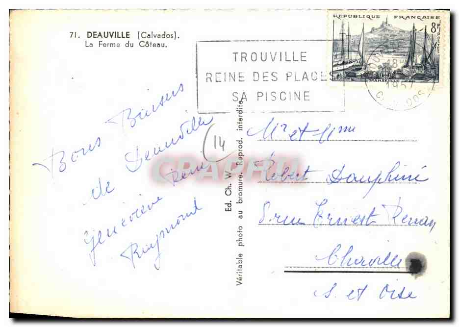 La Ferme du Côteau — Deauville (Calvados) — Ed. Ch. W. Bromure, n°71 — Verso