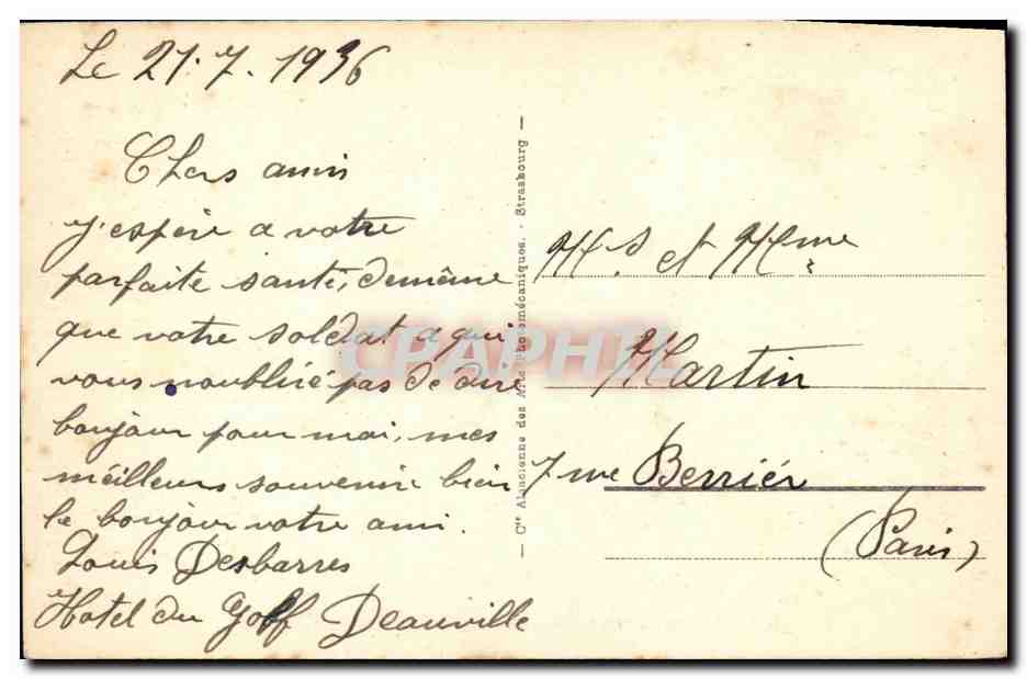Deauville - Plage Fleurie - La ferme du Côteau — éditeur A.P.C. n° 230 — Verso