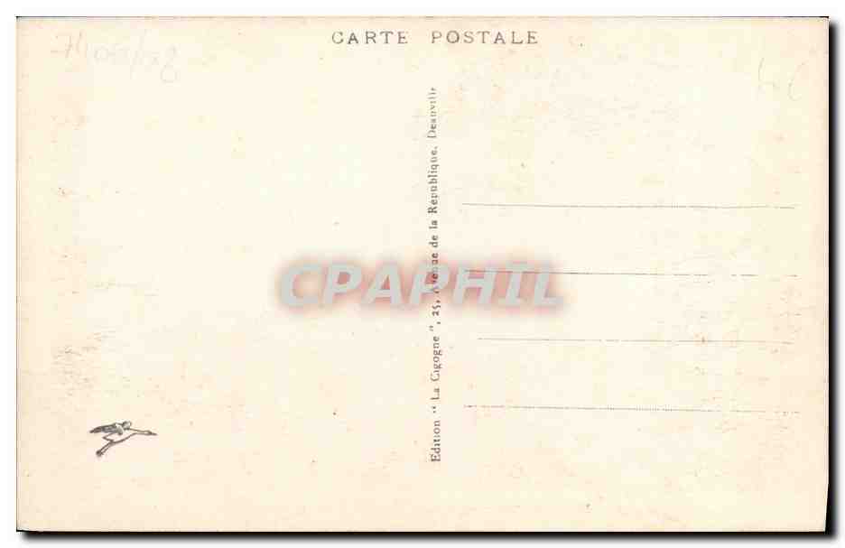 Deauville, la Plage Fleurie — La Poste (Chirol, architecte) — Édition 'La Cigogne' — Verso