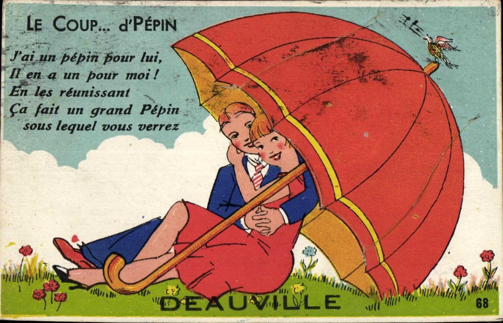CARTE SYSTEME Trouville Sur Mer Amoureux Parapluie 