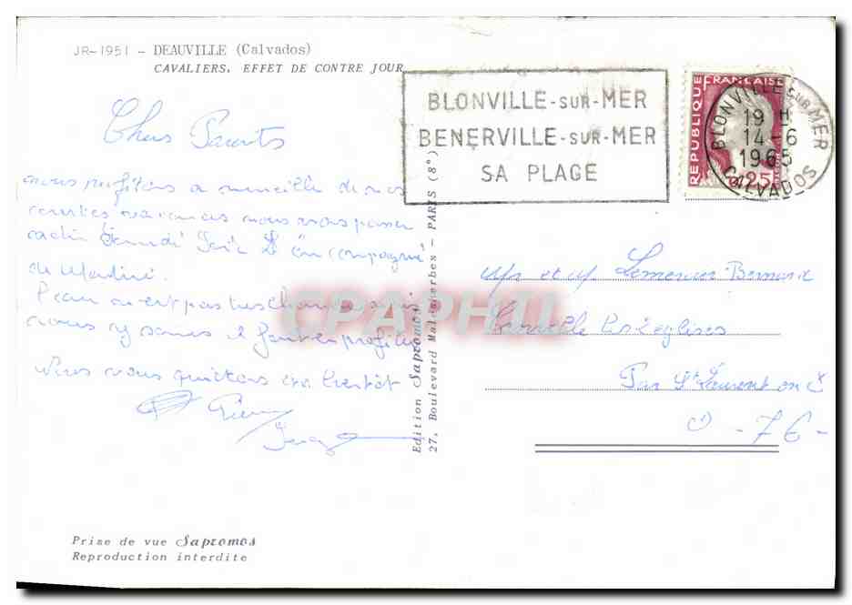 Cavaliers, effet de contre-jour — Deauville (Calvados) — Édition Sapromos — Reverso