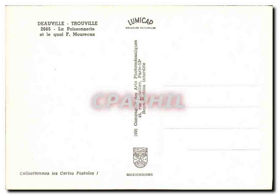 CPM Deauville Trouville La poissonnerie et le quai F Moureaux — Rückseite