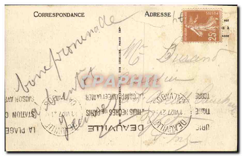 CPA Deauville La Plage Fleurie Magasins de la rue du casino  — Verso