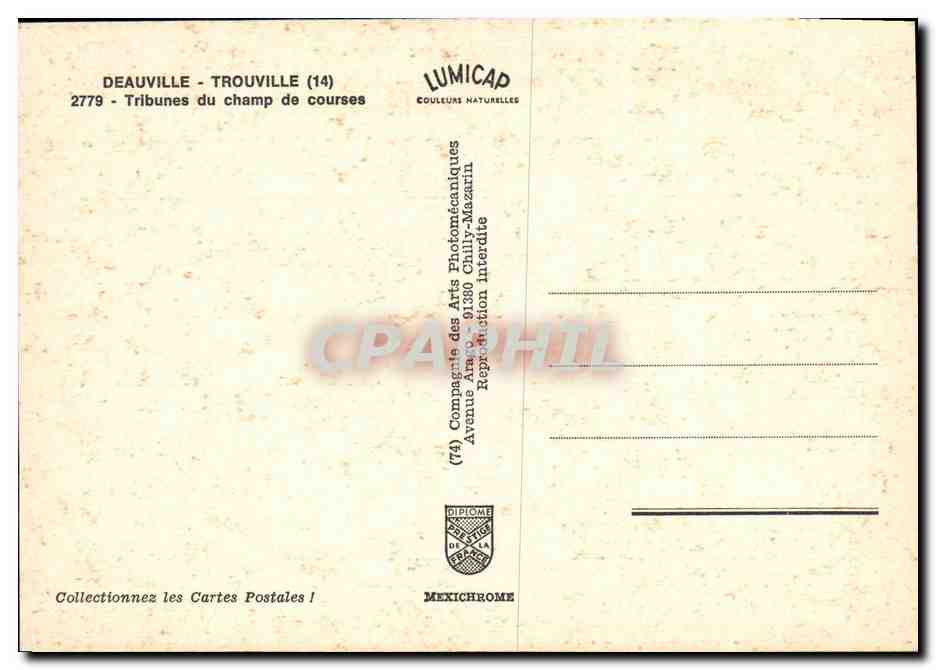 CPM Deauville Trouville Tribunes du Champ de Courses Hippisme Chevaux  — Verso