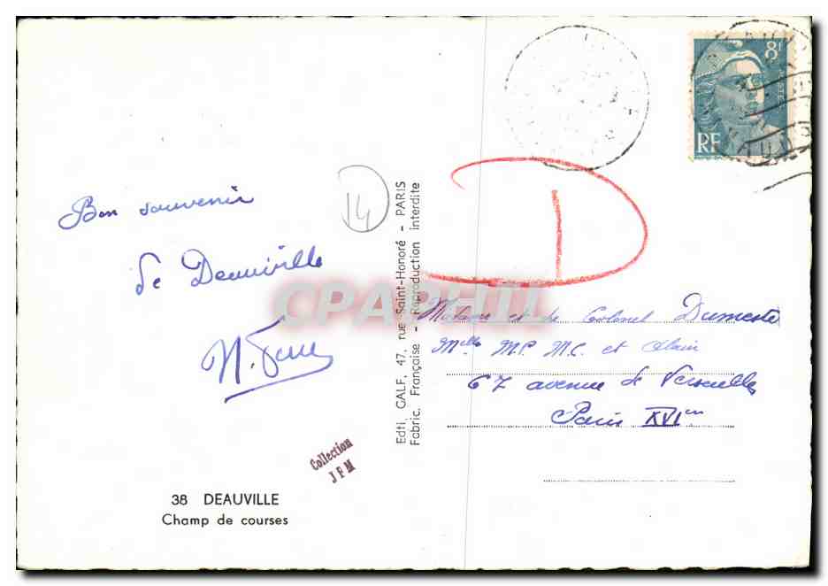 Champ de courses — Deauville — Éditeur Galf, 38 Deauville — Verso