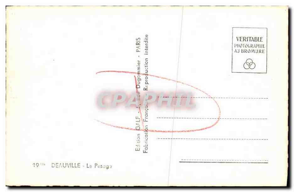 Deauville - The Weighing — Edition Galf, Rue Dugommier, Paris — Back