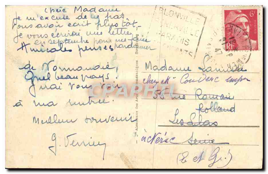 Deauville - Plage Fleurie - Champ de Courses de Clairefontaine — éditeur 'J. Alainson des Arts du Béarnais' — Verso