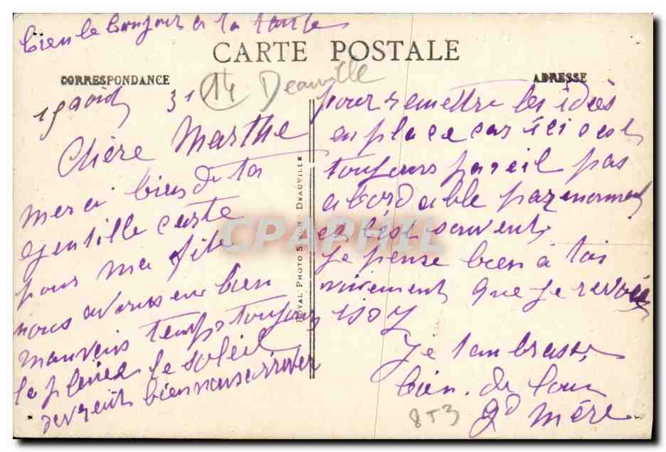 Deauville-Plage-Fleurie — Nouvel Hippodrome de Claire-Fontaine — CPA n°19 — Verso