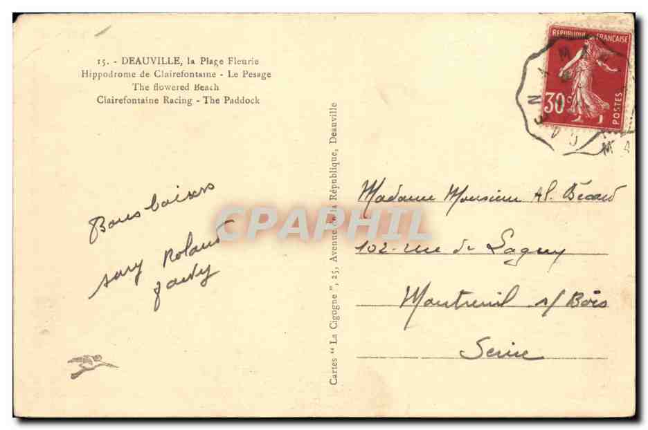 CPA Deauville la Plage Fleurie Champ de Courses Un Coin du Pesage Hippisme Chevaux — Achterkant