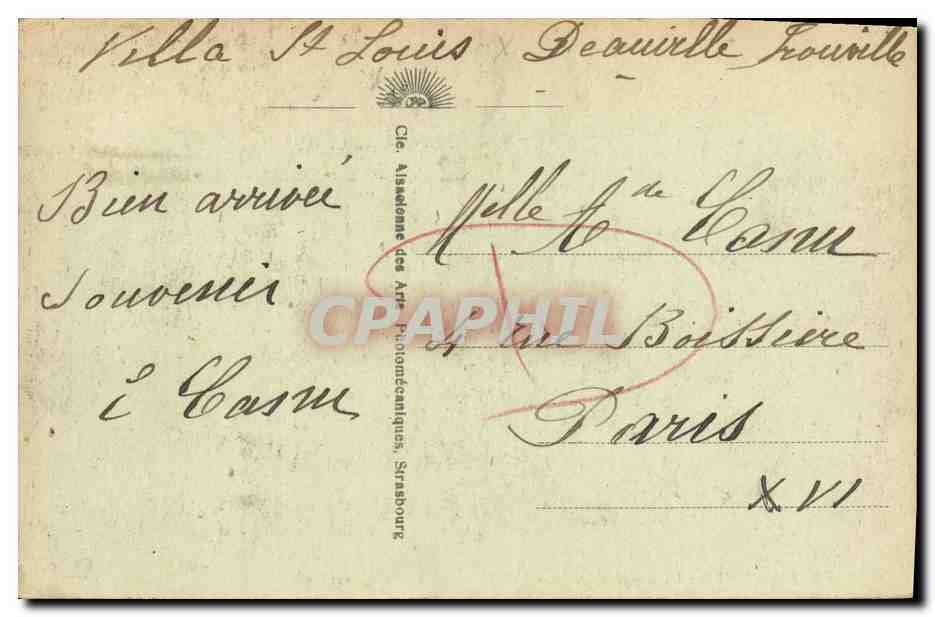 Deauville - Die Blütensträndchen - Die Tribünen vom Garten aus gesehen — CAP. n°200 — Rückseite