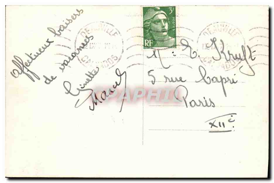 CPA Deauville La Plage Fleurie Hippodrome de Clairefontaine Le pesage Hippisme Chevaux — Verso