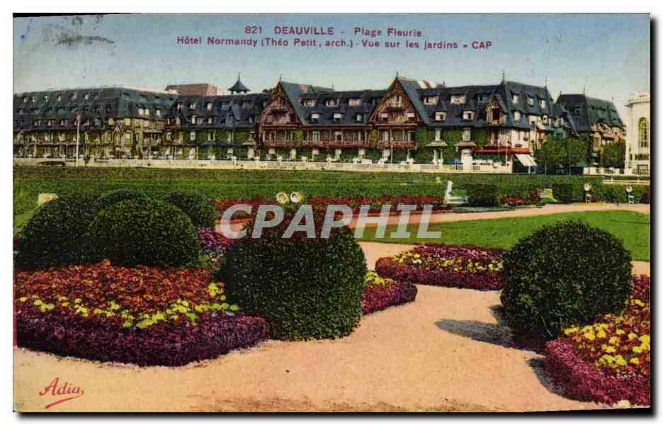 Deauville - Plage Fleurie - Hôtel Normandy (Théo Petit, arch.) - Vue sur les jardins - Adia