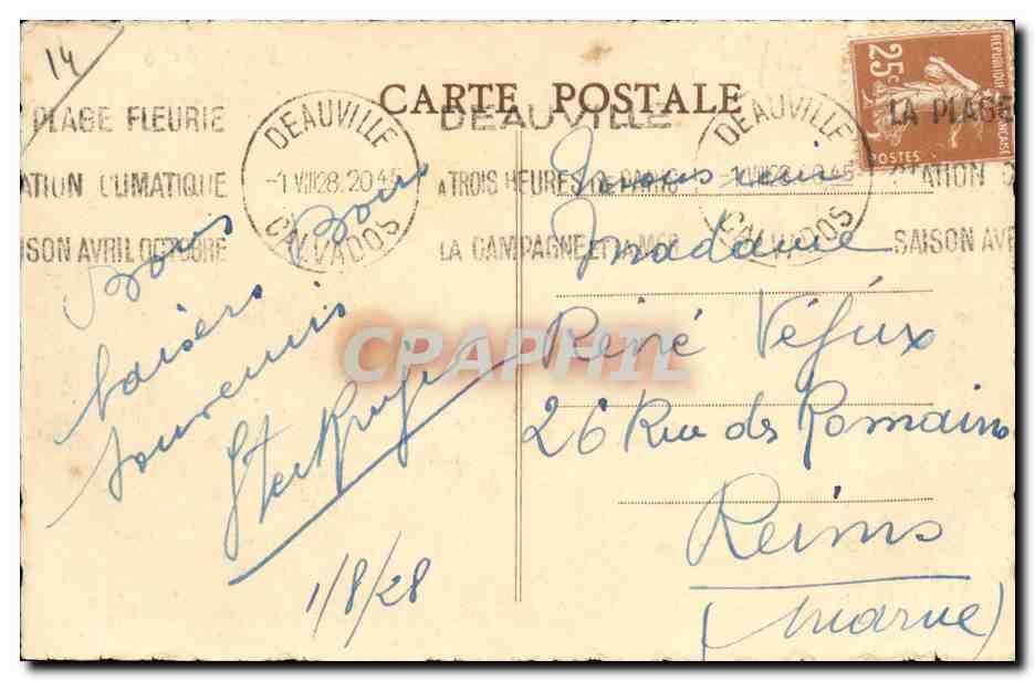Deauville — Ansicht des Normandy-Hotels und der Boutique Printemps — Louis Florentin — Rückseite