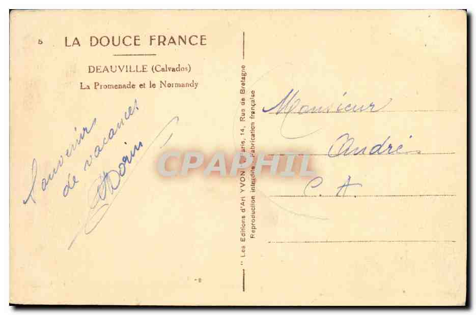 Deauville (Calvados) — The Promenade and the Normandie — Éditions d'Art YVON, Paris — Back