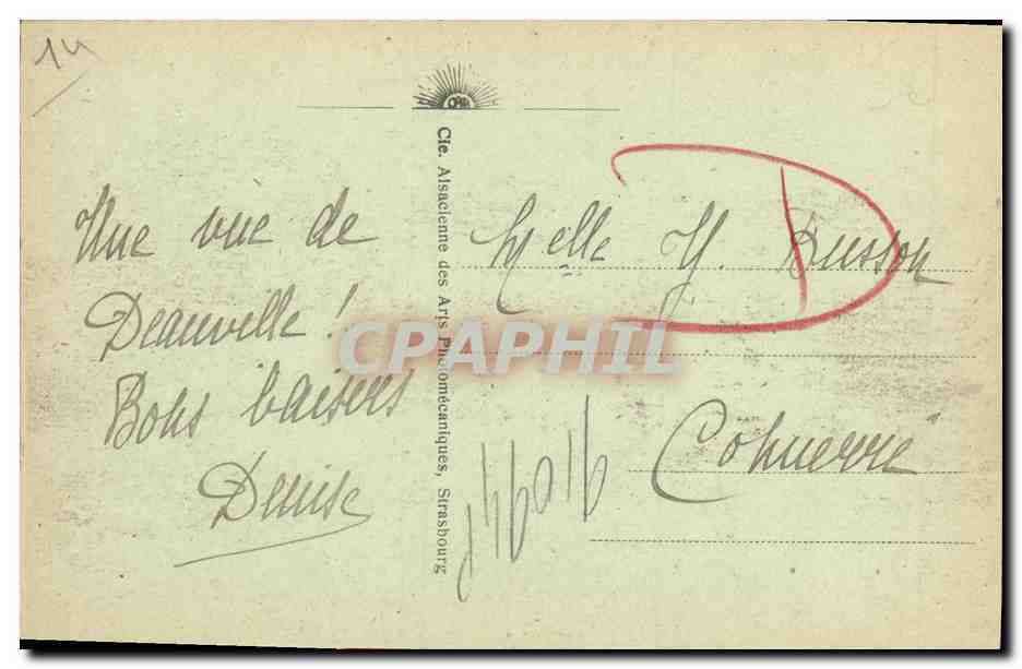 Deauville — La Plage Fleurie, Normandy-Hôtel et les Tennis — C.A.P. n°144 — Verso