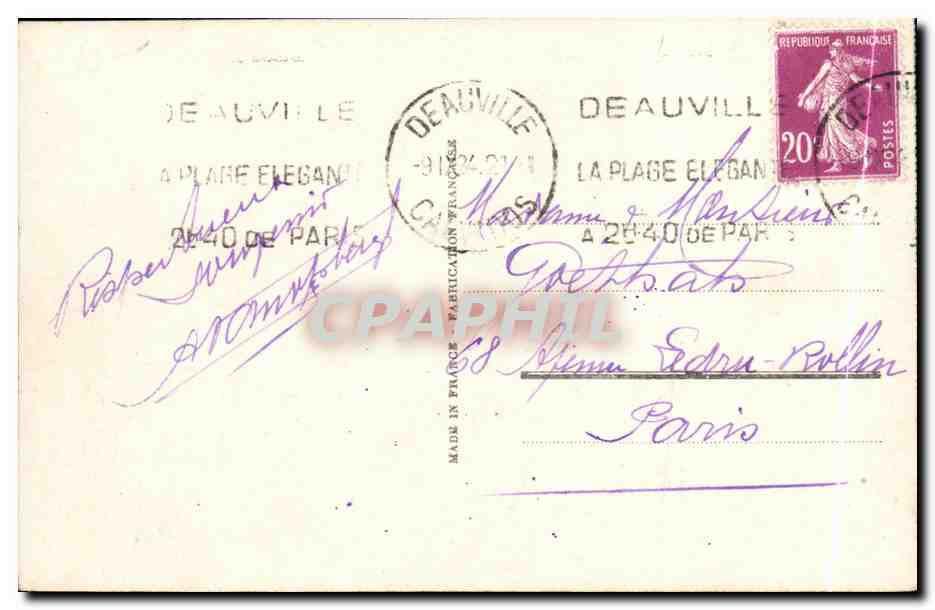 CPM Deauville La Plage Fleurie Le Royal et les Tennis — Verso