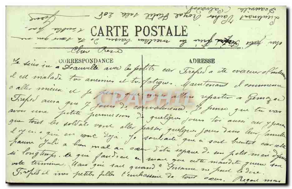 Antike Ansichtskarte Deauville Royal Hotel — Rückseite