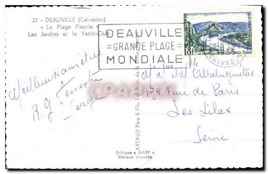 Deauville — Les Jardins et le Yacht-Club — Éditions Gaby — Verso