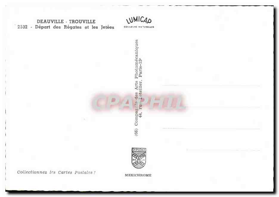 CPM Deauville Trouville Depart des Regates et les Jetees — Verso