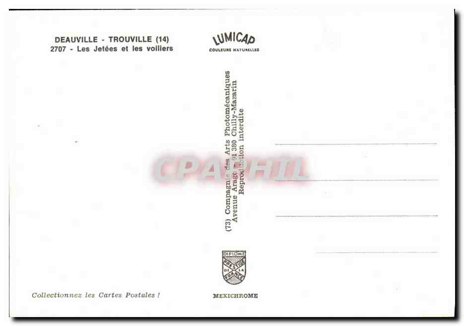 CPM Deauville Trouville Les Jetees et les Voillers Bateaux — Verso