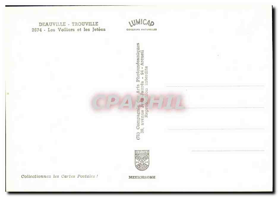 Deauville - Trouville — Les Voiliers et les Jetées — Lumicap — Verso