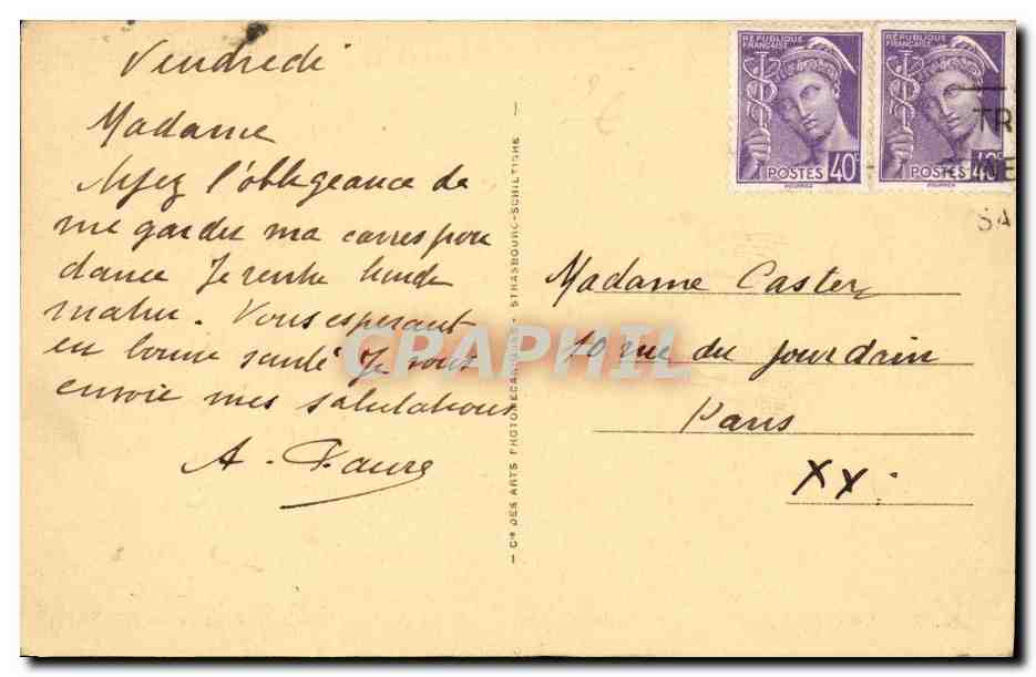 Deauville-Plage Fleurie — Effet de lumière vers la Jetée — CPA n°615 — Verso
