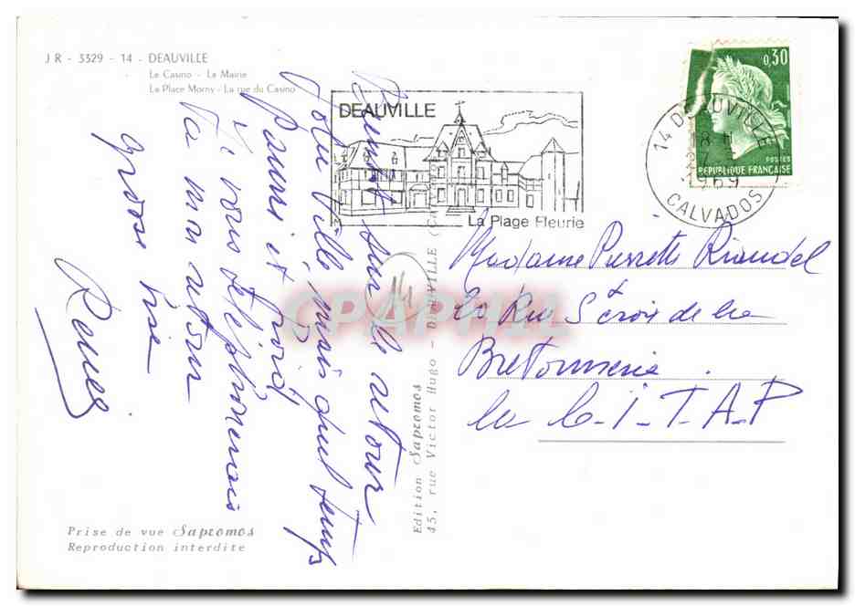 CPM Deauville Casino mairie Plac eMorny Rue du casino — Verso