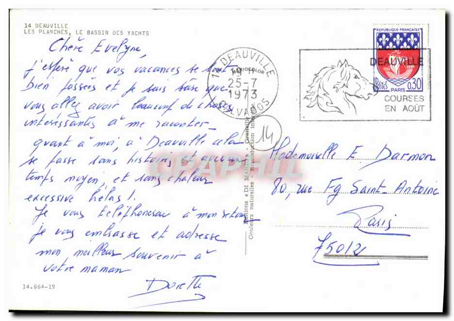 CPM Souvenir de Deauville Les planches Bassin des yachts Lions — Verso