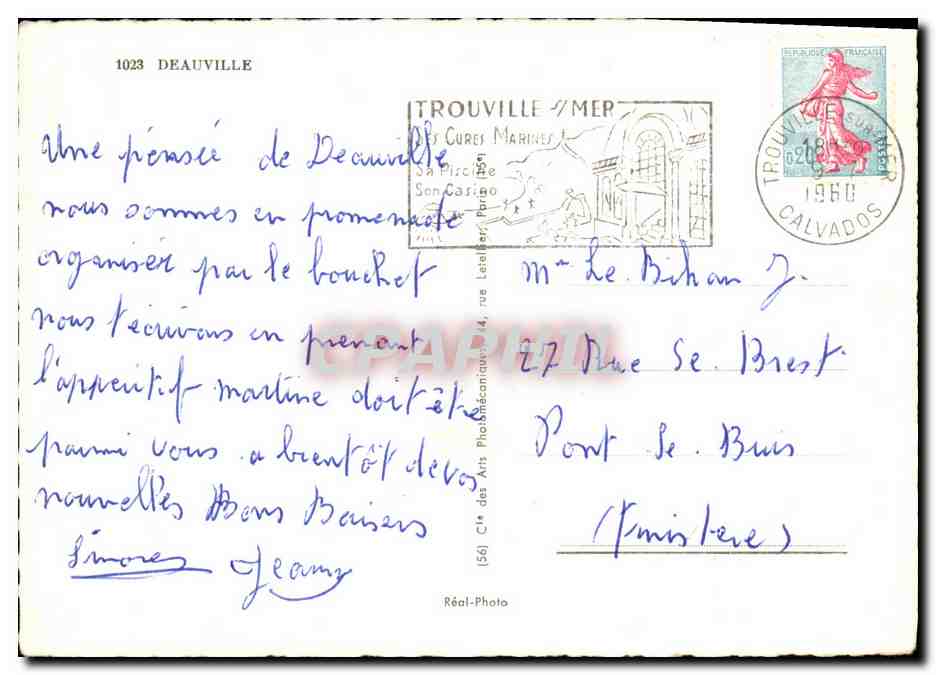 Bar du Soleil — Le Royal-Hôtel — Le Casino — Le Normandy — Souvenir de Deauville — Verso