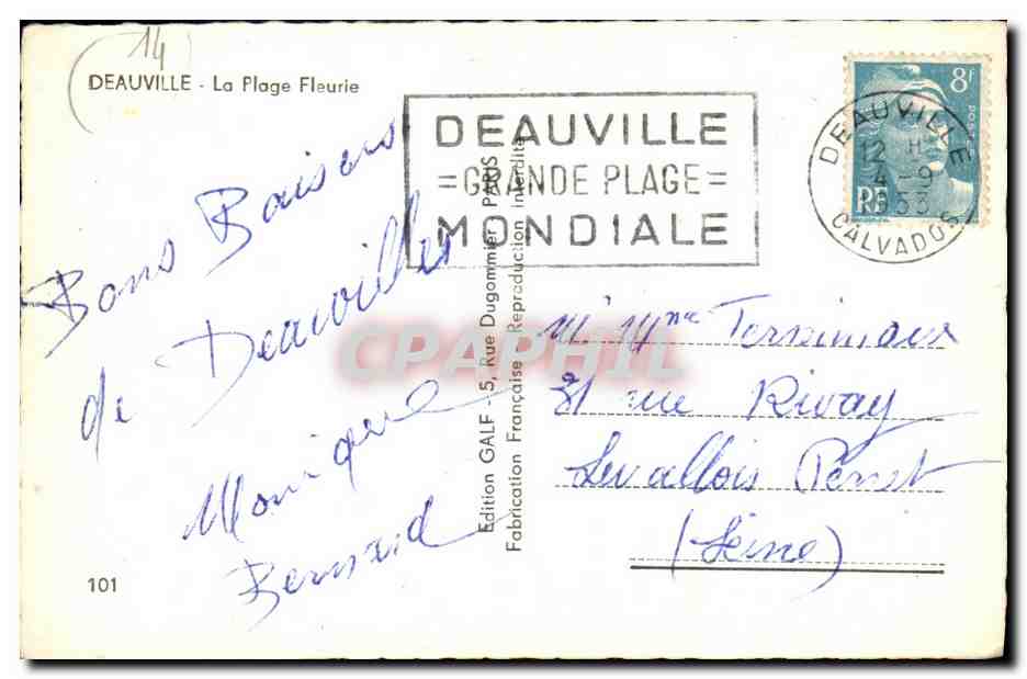 Deauville — Souvenir de Deauville — Édition Galf — Verso