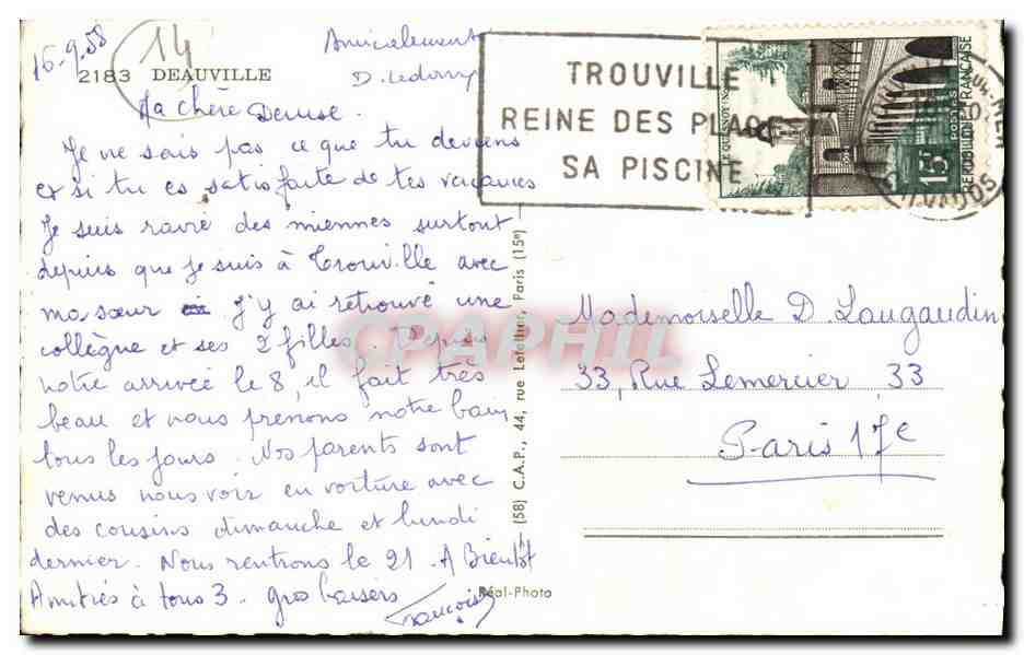 Deauville — Souvenir de Deauville — Éditeur non identifié, n° de série non visible — Verso