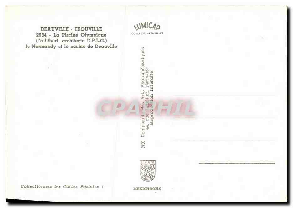 CPM Deauville Trouville La Piscine Olympique  — Verso