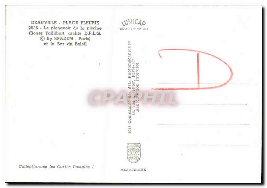 CPM Deauville Plage Fleurie Le Plongeoir de la Piscine Olympique  — Verso