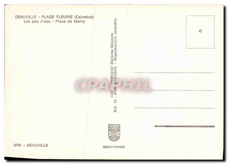 Deauville - Plage Fleurie (Calvados) — Les jets d'eau - Place de Morny — Éditions Réunies — Verso