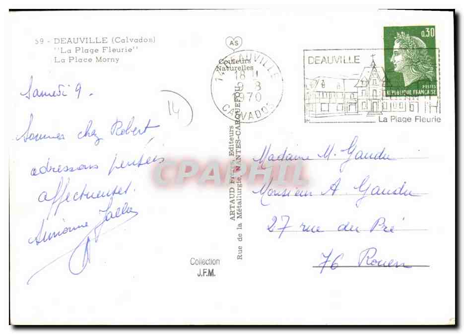 CPM Deauville La Plage Fleurie La Place Morny  — Verso