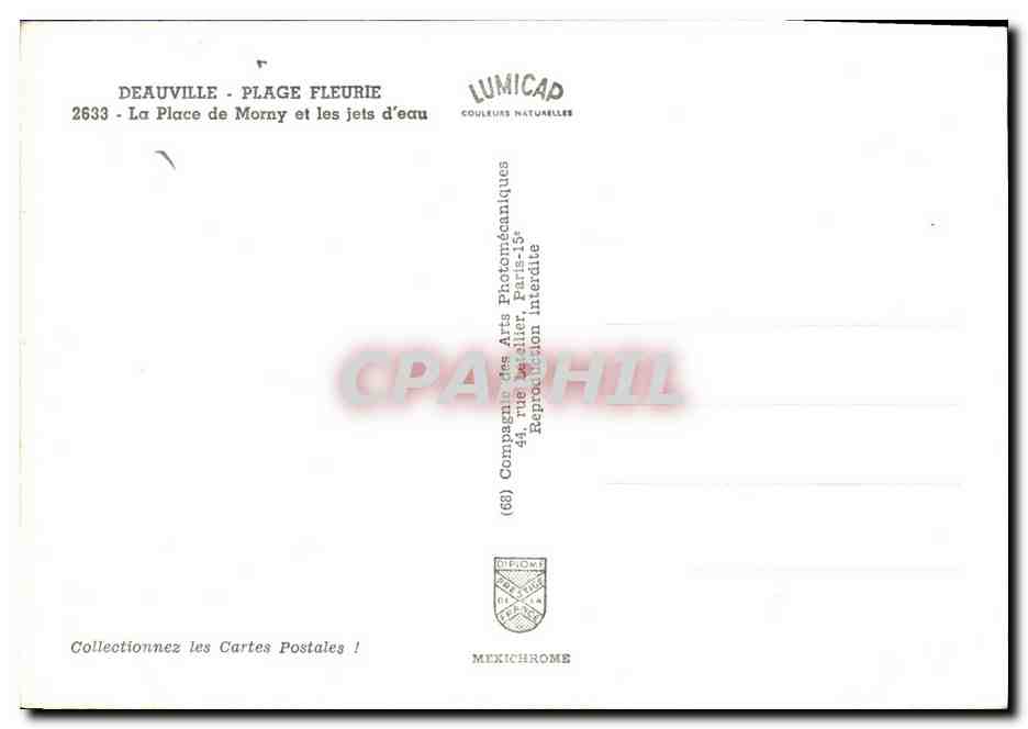 Deauville - Place de Morny et les jets d'eau — Lumicap, n° 2633 — Verso