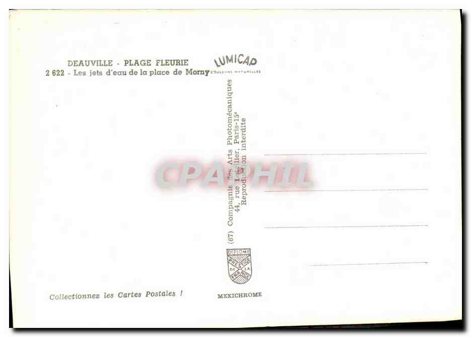 CPM Deauville Plage Fleurie Les jets d eau de la Place de Morny  — Verso