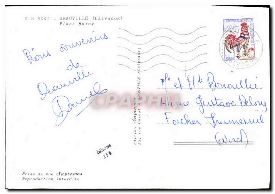 Plaza Morny — Deauville (Calvados) — Edición Sapromos, n° G-N 5042 — Reverso