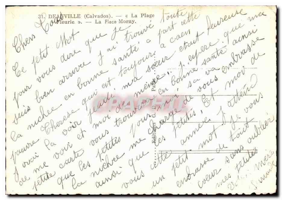 La Place Morny — Deauville (Calvados) — Éditeur G. D. Paris, n°31 — Verso