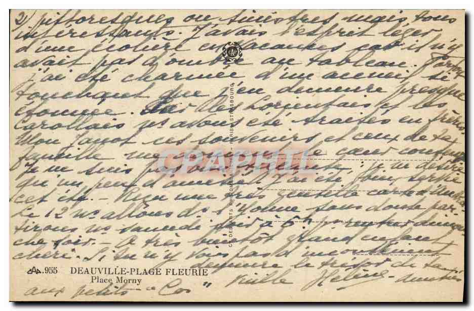 Place Morny — Deauville-Plage Fleurie — Éditeur Deauville-Plage Fleurie, n° 955 — Verso
