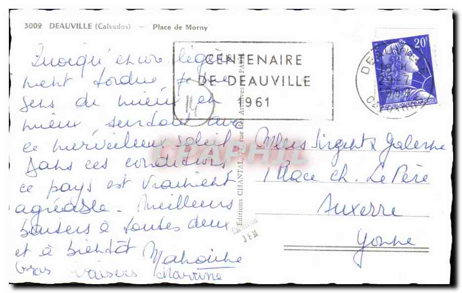Place de Morny — Deauville (Calvados) — Éditions Chantal, n° 3009 — Rückseite